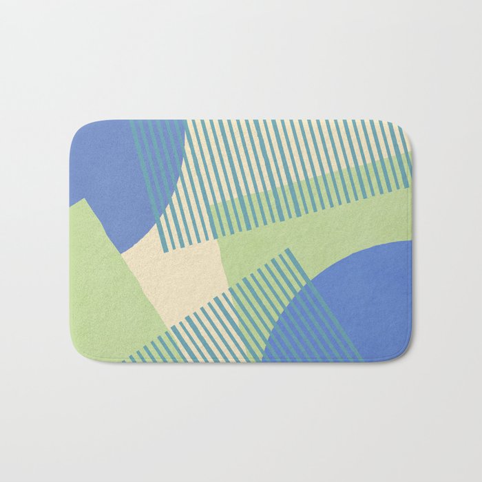 Bloc Lines Half-circle - Green Blue Bath Mat Gallery Image 1