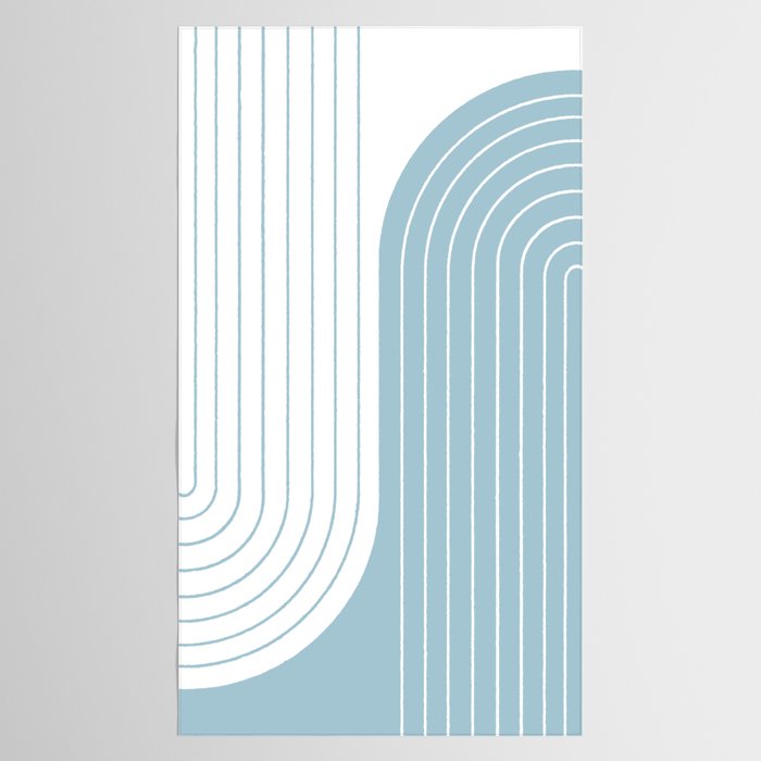 Two Tone Line Curvature XV Sky Blue Modern Arch Abstract Tablecloth Gallery Image 2