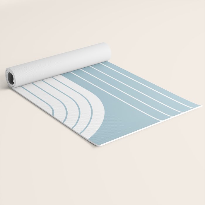 Two Tone Line Curvature XV Sky Blue Modern Arch Abstract Yoga Mat Gallery Image 2