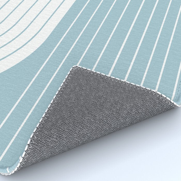 Two Tone Line Curvature XV Sky Blue Modern Arch Abstract Rug Gallery Image 4
