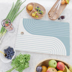 Two Tone Line Curvature XV Sky Blue Modern Arch Abstract Cutting Board Gallery Image 2