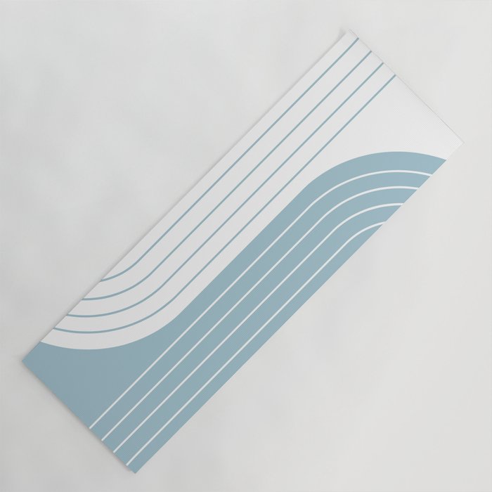 Two Tone Line Curvature XV Sky Blue Modern Arch Abstract Yoga Mat Gallery Image 1