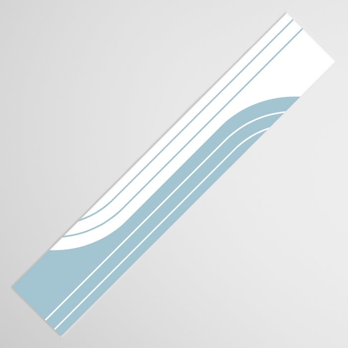 Two Tone Line Curvature XV Sky Blue Modern Arch Abstract Table Runner Gallery Image 3