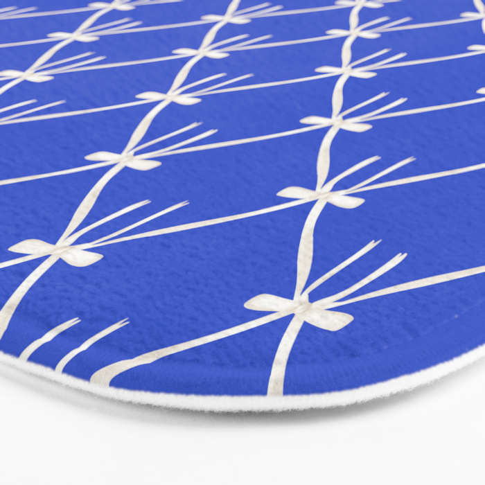 Bows & Ribbons Pattern XLVIII Bright Blue Bath Mat Gallery Image 3