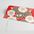 Japanese Vintage Red Black White Floral Kimono Pattern Wrapping Paper Gallery Image 2