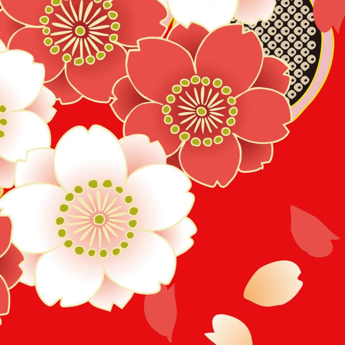 Japanese Vintage Red Black White Floral Kimono Pattern Coffee Mug Gallery Image 2