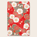 Japanese Vintage Red Black White Floral Kimono Pattern Cutting Board Gallery Image 1