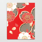 Japanese Vintage Red Black White Floral Kimono Pattern Notebook Gallery Image 4