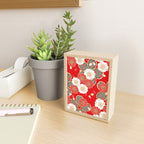 Japanese Vintage Red Black White Floral Kimono Pattern Mini Art Print Gallery Image 2