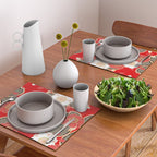 Japanese Vintage Red Black White Floral Kimono Pattern Placemat Gallery Image 2