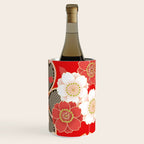 Japanese Vintage Red Black White Floral Kimono Pattern Wine Chiller Gallery Image 2