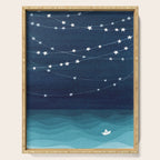Garlands of stars, watercolor teal ocean Serving Tray Gallery Image 1
