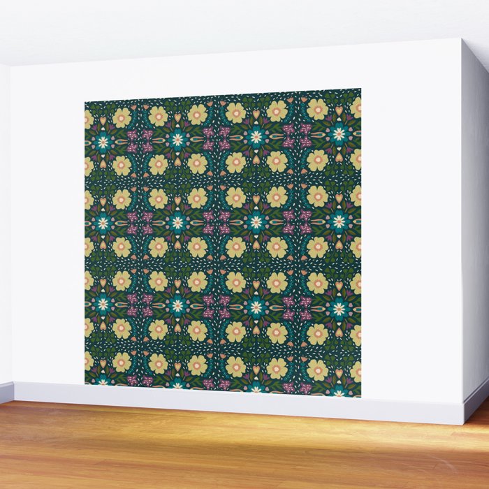 Floral dark Mandala  Wall Mural Gallery Image 2