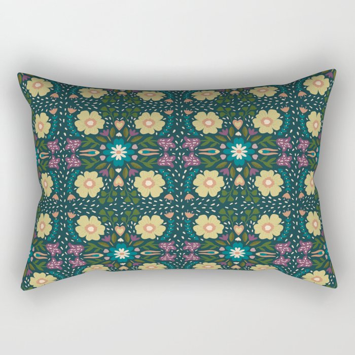 Floral dark Mandala  Rectangular Pillow Gallery Image 2