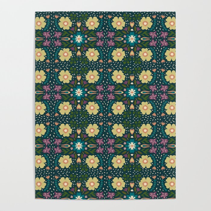 Floral dark Mandala  Poster Gallery Image 1