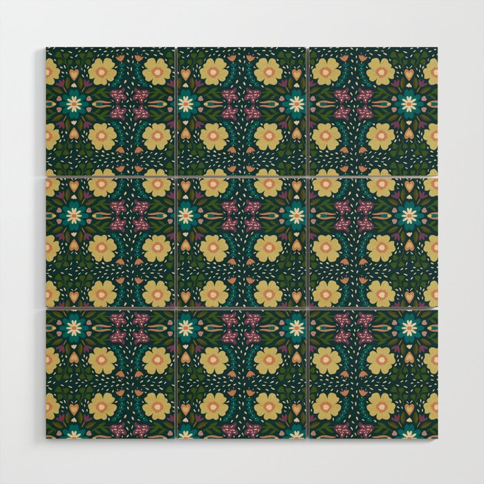 Floral dark Mandala  Wood Wall Art Gallery Image 1