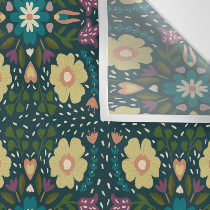 Floral dark Mandala  Wall Tapestry Gallery Image 3