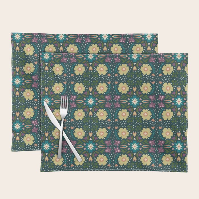 Floral dark Mandala  Placemat Gallery Image 1