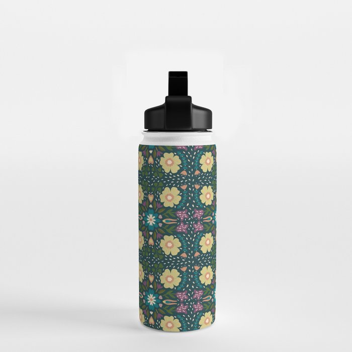 Floral dark Mandala  Water Bottle Gallery Image 2