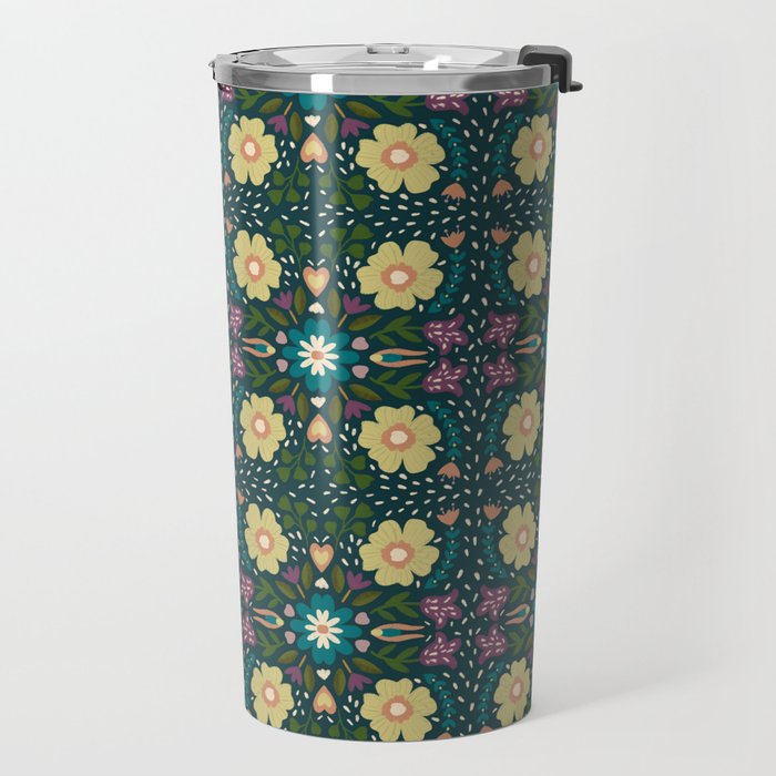 Floral dark Mandala  Travel Mug Gallery Image 2