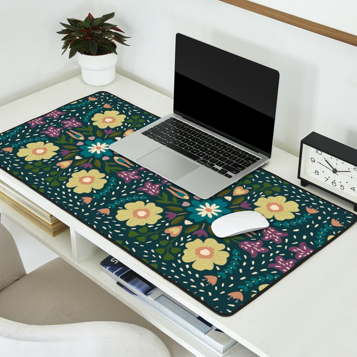 Floral dark Mandala  Desk Mat Gallery Image 2