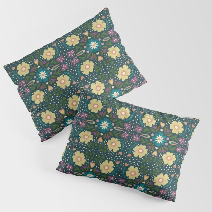 Floral dark Mandala  Pillow Sham Gallery Image 1