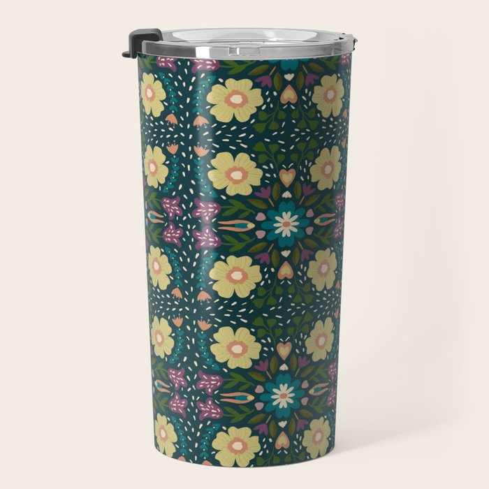 Floral dark Mandala  Travel Mug Gallery Image 3