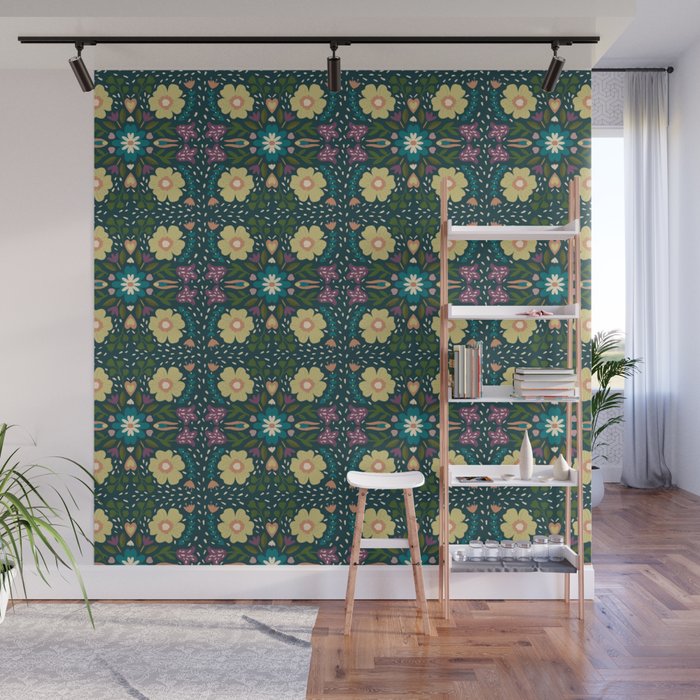 Floral dark Mandala  Wall Mural Gallery Image 1