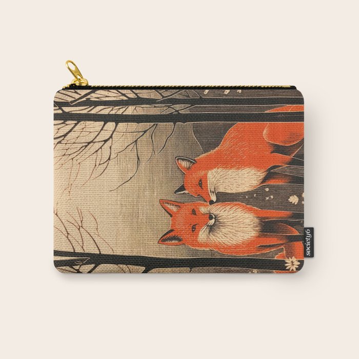 Autumn Forest Fox Pair Carry All Pouch Gallery Image 1