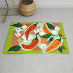 Chilies & Ice Cubes, Plants Botanical Contrast Veggies, Kitchen Cook Food, Spicy Recipe Eclectic Bohemian Painting Rug Gallery Image 1