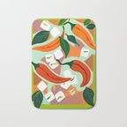 Chilies & Ice Cubes, Plants Botanical Contrast Veggies, Kitchen Cook Food, Spicy Recipe Eclectic Bohemian Painting Bath Mat Gallery Image 1