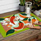 Chilies & Ice Cubes, Plants Botanical Contrast Veggies, Kitchen Cook Food, Spicy Recipe Eclectic Bohemian Painting Outdoor Rug Gallery Image 2