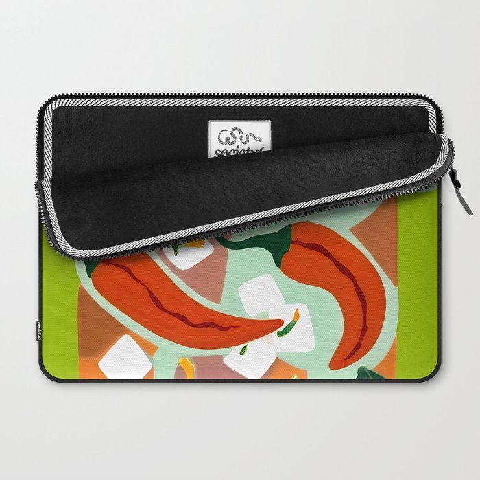 Chilies & Ice Cubes, Plants Botanical Contrast Veggies, Kitchen Cook Food, Spicy Recipe Eclectic Bohemian Painting Laptop Sleeve Gallery Image 2