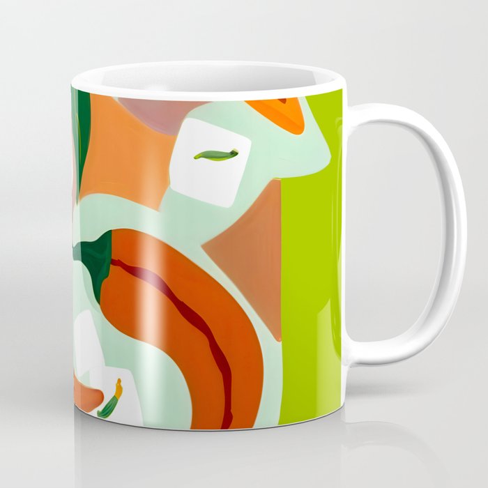 Chilies & Ice Cubes, Plants Botanical Contrast Veggies, Kitchen Cook Food, Spicy Recipe Eclectic Bohemian Painting Coffee Mug Gallery Image 1