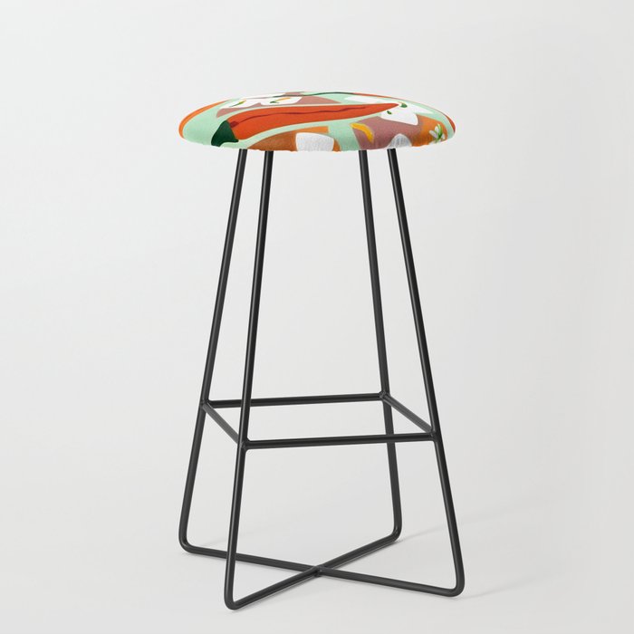 Chilies & Ice Cubes, Plants Botanical Contrast Veggies, Kitchen Cook Food, Spicy Recipe Eclectic Bohemian Painting Stool Gallery Image 1