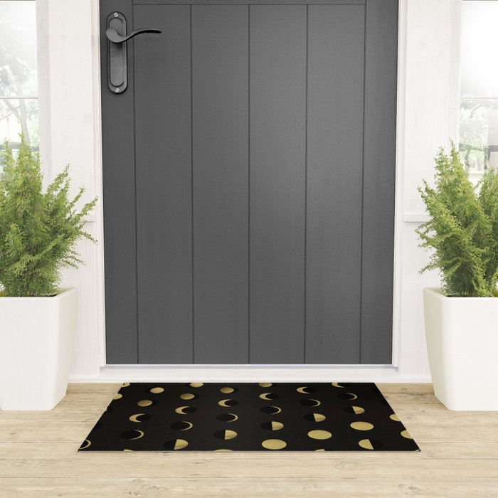The Lunar Cycle â¢ Phases of the Moon - Black & Gold Palette Welcome Mat Gallery Image 3