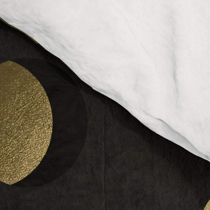 The Lunar Cycle â¢ Phases of the Moon - Black & Gold Palette Comforter Gallery Image 4
