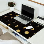 The Lunar Cycle â¢ Phases of the Moon - Black & Gold Palette Desk Mat Gallery Image 2