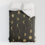 The Lunar Cycle â¢ Phases of the Moon - Black & Gold Palette Duvet Cover Gallery Image 6