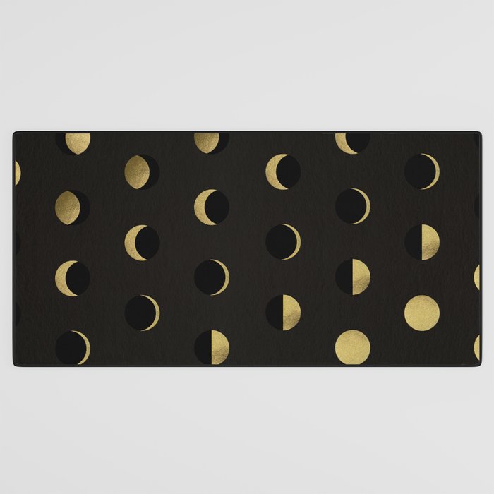 The Lunar Cycle â¢ Phases of the Moon - Black & Gold Palette Desk Mat Gallery Image 3