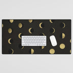 The Lunar Cycle â¢ Phases of the Moon - Black & Gold Palette Desk Mat Gallery Image 1