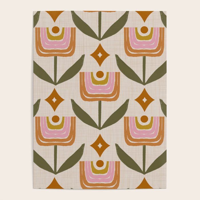 Retro Tulip Bloom - Mid Century Modern Floral Poster Gallery Image 1