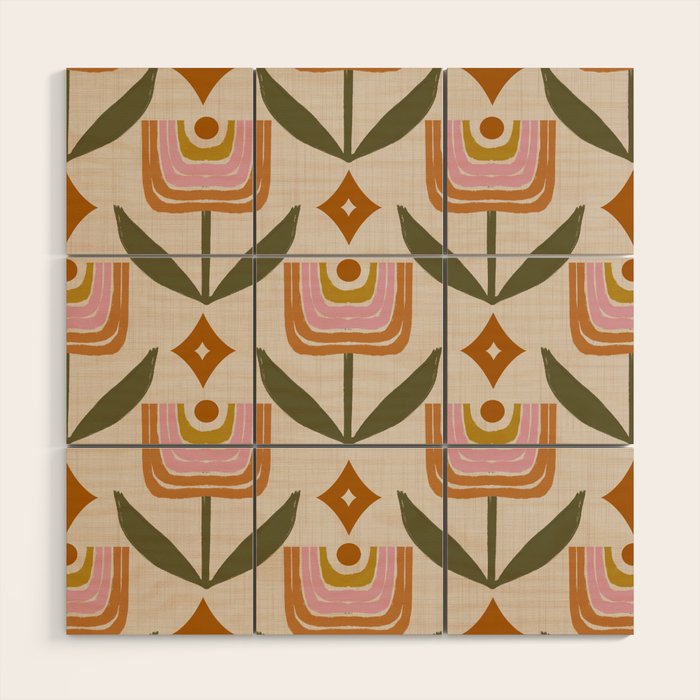 Retro Tulip Bloom - Mid Century Modern Floral Wood Wall Art Gallery Image 1