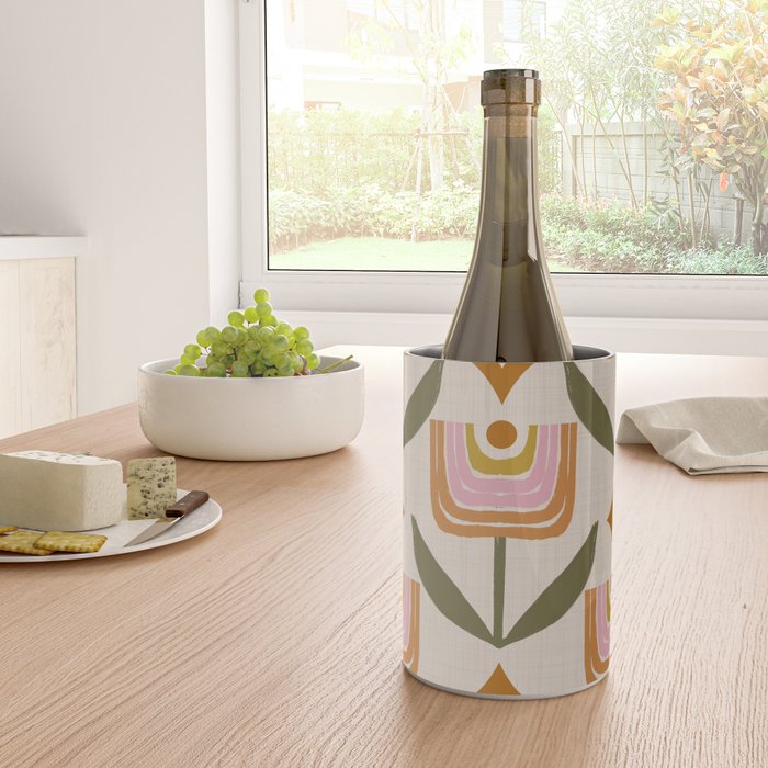 Retro Tulip Bloom - Mid Century Modern Floral Wine Chiller Gallery Image 4