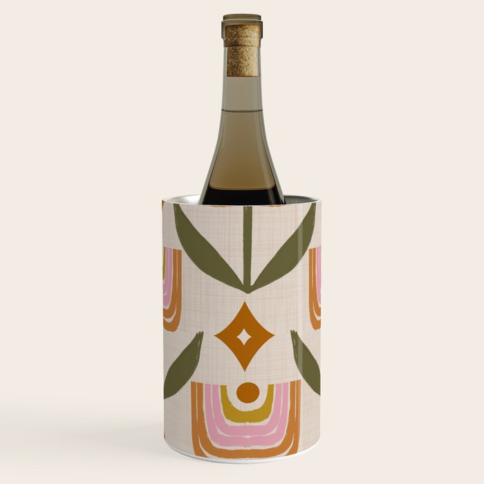 Retro Tulip Bloom - Mid Century Modern Floral Wine Chiller Gallery Image 2