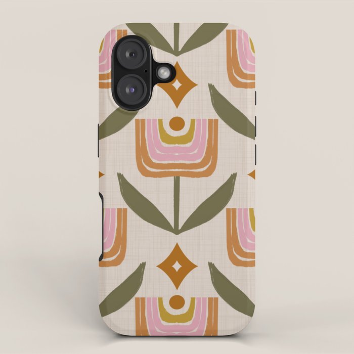 Retro Tulip Bloom - Mid Century Modern Floral iPhone Case Gallery Image 1