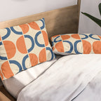 Mid Century Modern Scandinavian Pattern 534 Beige Blue and Orange Pillow Sham Gallery Image 2