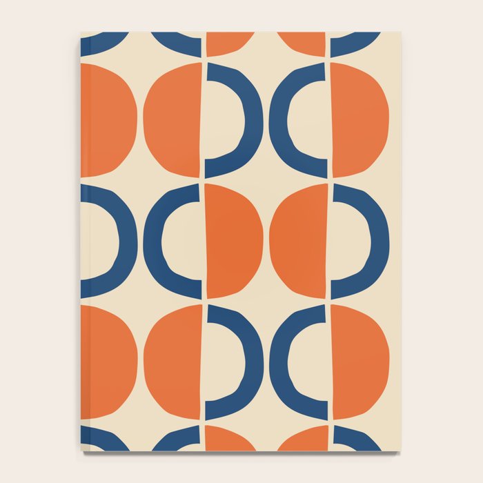 Mid Century Modern Scandinavian Pattern 534 Beige Blue and Orange Notebook Gallery Image 4