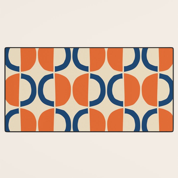 Mid Century Modern Scandinavian Pattern 534 Beige Blue and Orange Desk Mat Gallery Image 3
