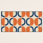Mid Century Modern Scandinavian Pattern 534 Beige Blue and Orange Desk Mat Gallery Image 3